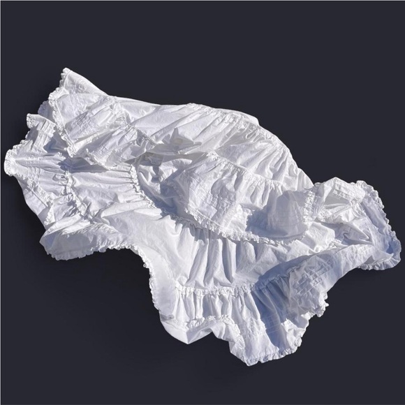 🇩🇪 Vintage 80s White Cottagecore Balletcore Maxi Skirt Coquette Tierer Ruffles - Picture 3 of 9